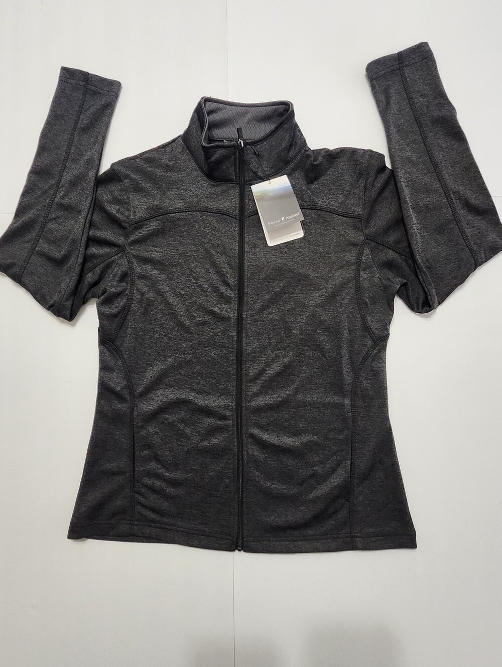 Fossa Apparel Grey Zip-Front Women's Medium Jacket 100% Polyester Side Pockets